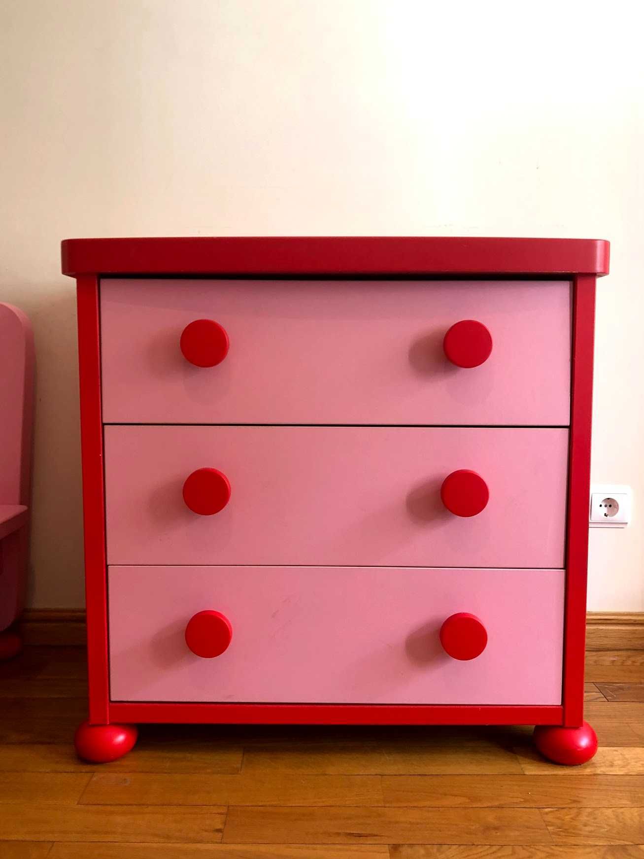 Cama e cómoda de criança IKEA Mammut rosa