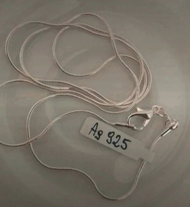 Nowy srebrny łańcuszek Ag 925 srebro żmijka wężyk 70 cm nowy z metką