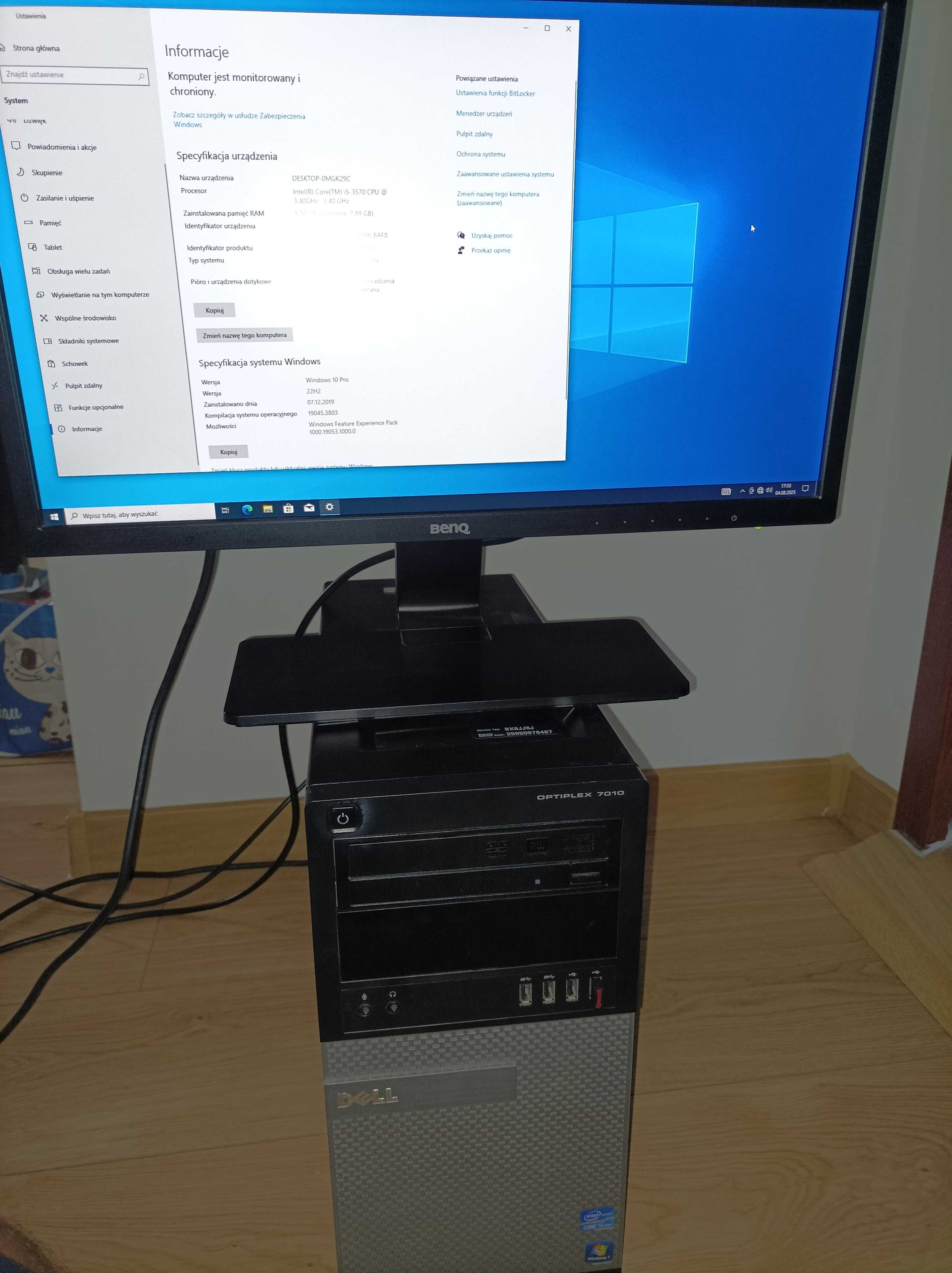 Zestaw Komputerowy Komputer Dell + Monitor, Windows 10, SSD 256GB