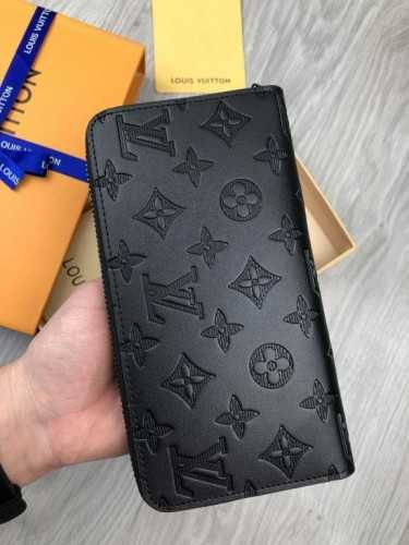 Louis Vuitton portmonetka Czarny portfel męski skóra 55-43