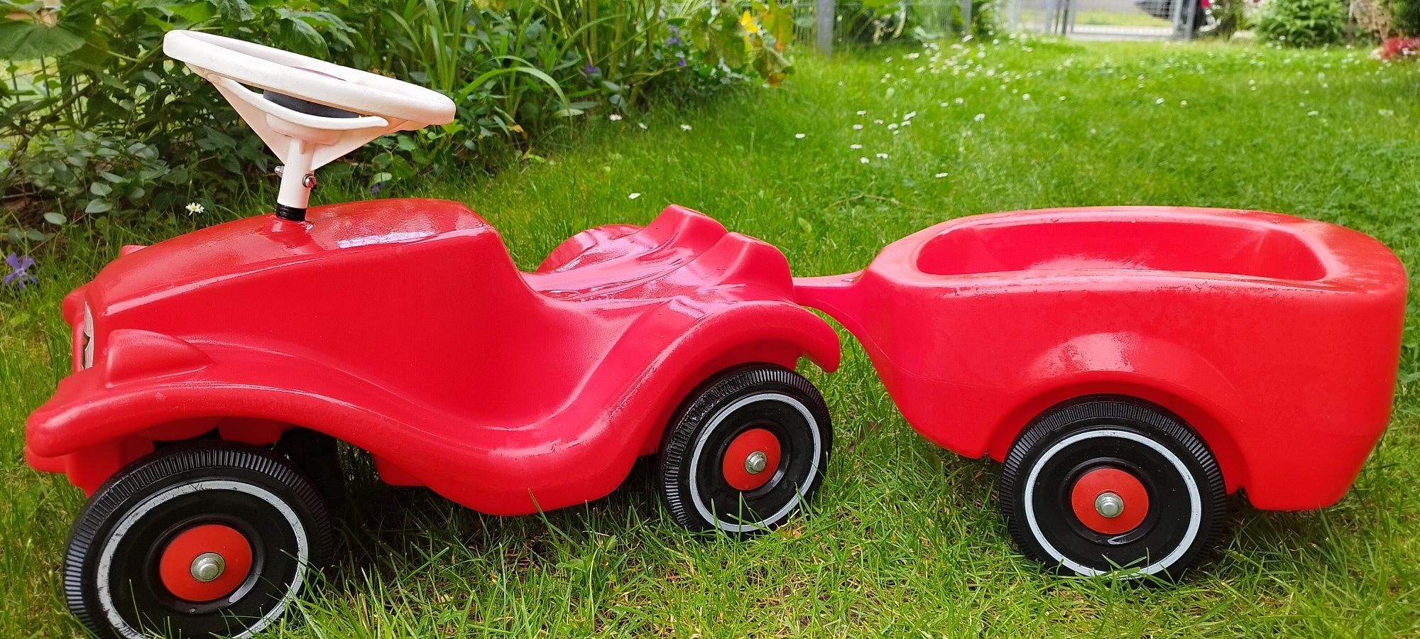 Bobby car jeździk z przyczepką