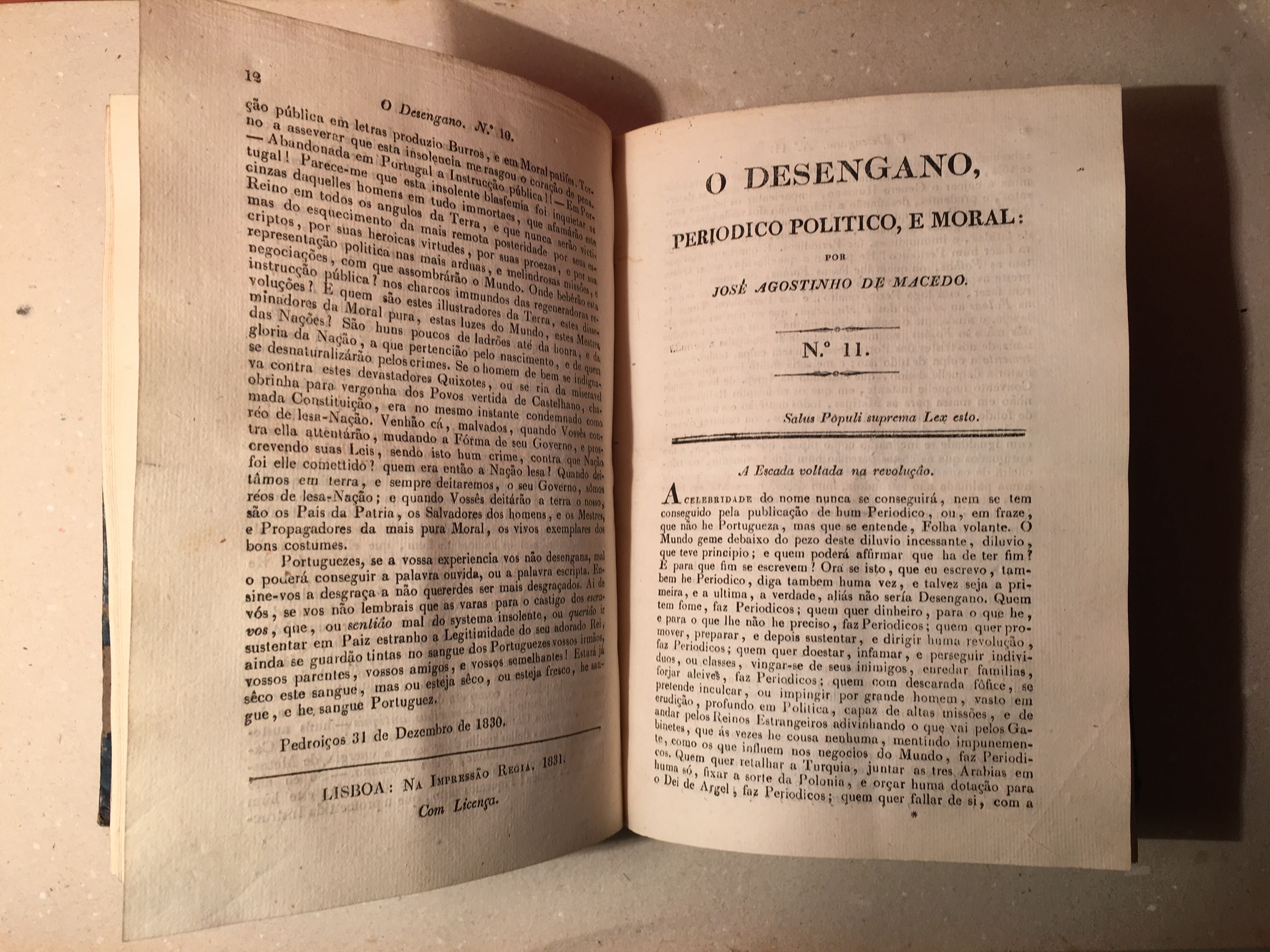 1a edição - JOSÉ AGOSTINHO de MACEDO - O  Desengano - imp. Régia 1830
