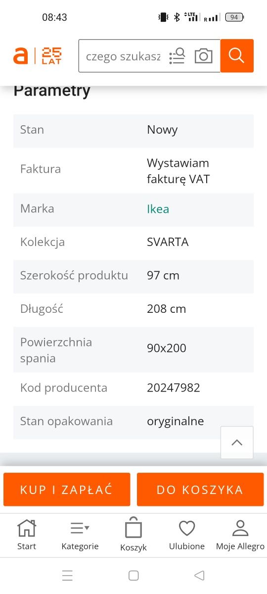 Łóżko Rama antresoli ikea