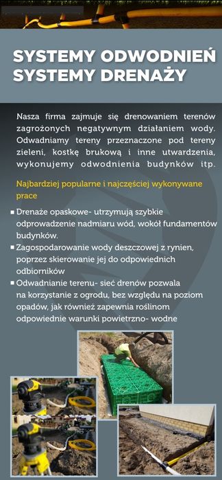 Ogrody, systemy nawadniania, drenaże, studnie, oświetlenie...