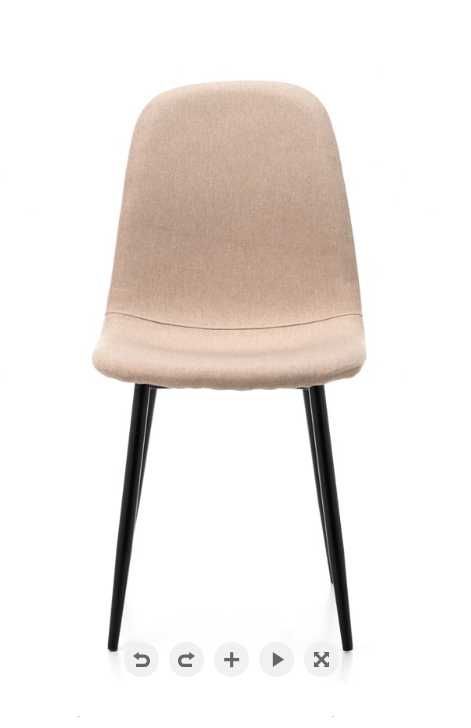 4 beżowe krzesła skandynawskie tapicerowane z pokrowcami lub bez
