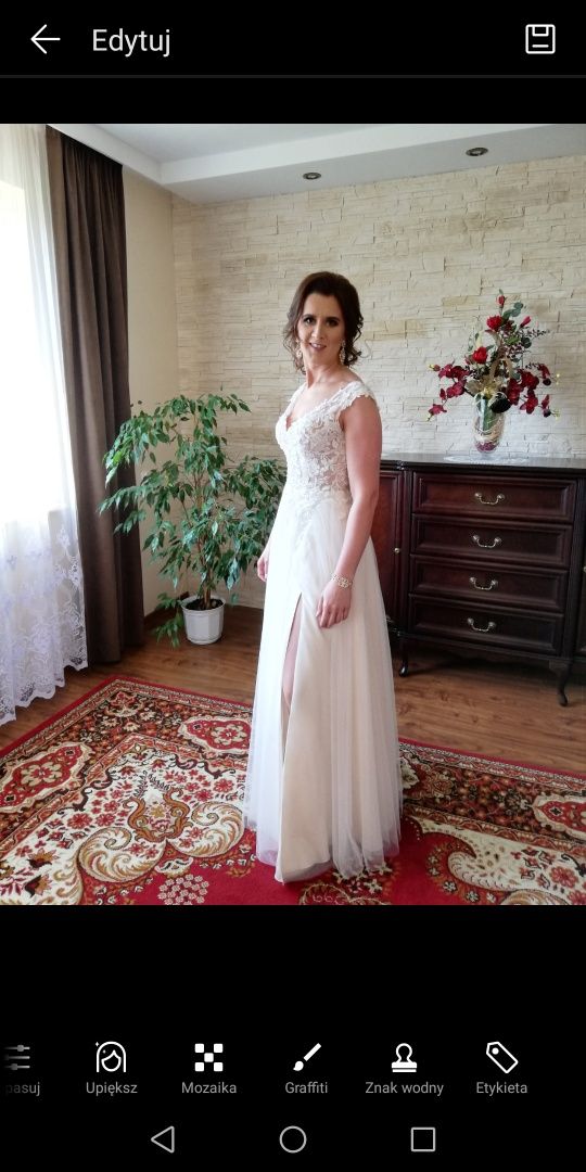 Suknia ślubna rozmiar 38 z rozporkiem, ivory, Herms Bridal Barton