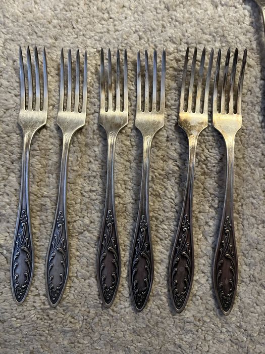 Sztućce rosyjskie radzieckie CCCP z pudełkiem chyba posrebrzane