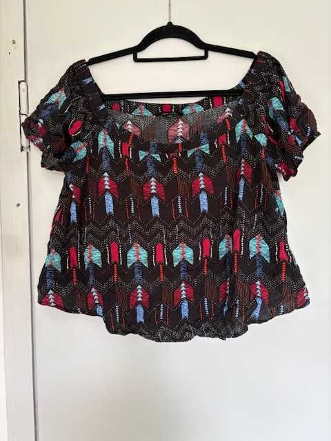 Bluzka tunika bez ramion hiszpanka M new look aztec wiskoza
