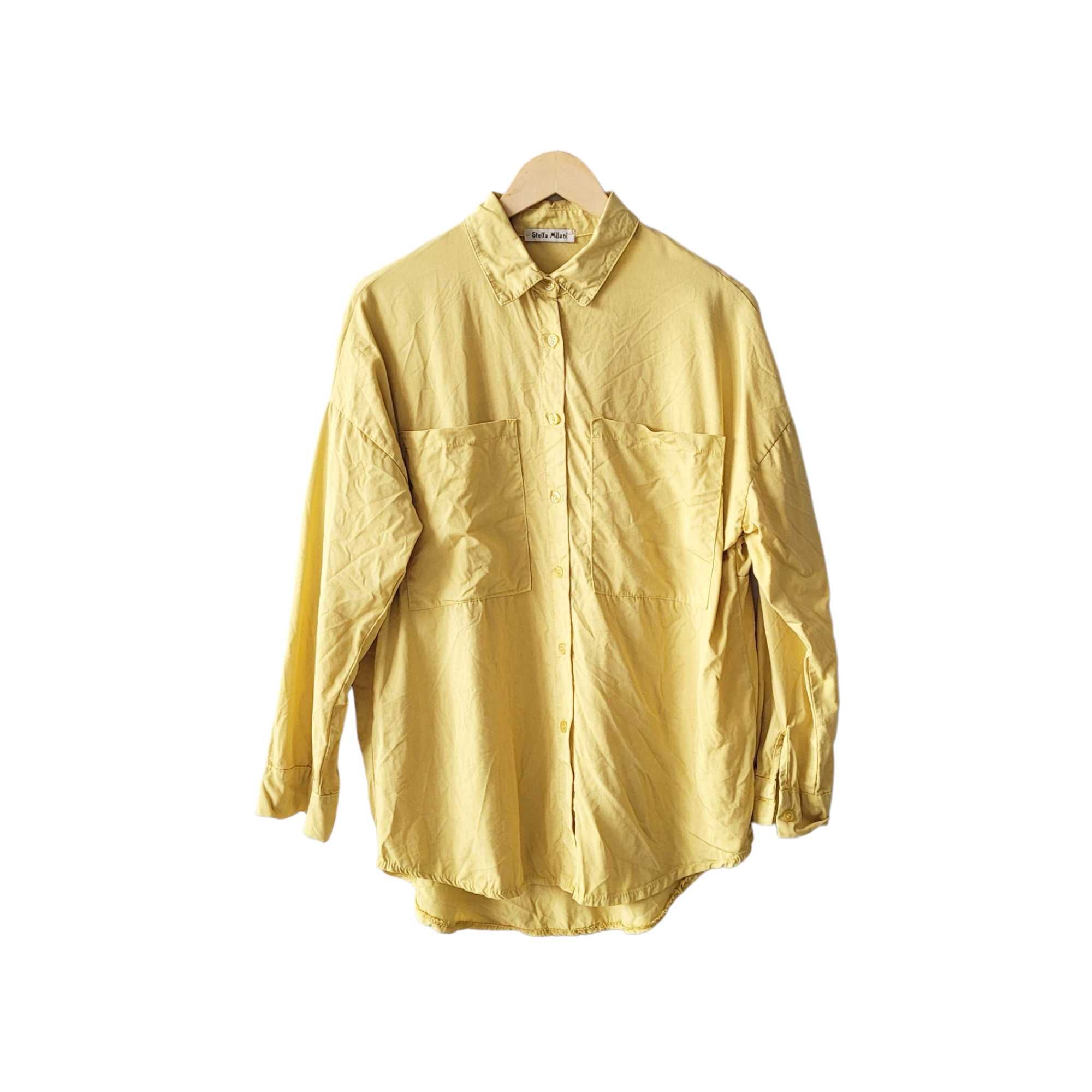Żółta długa koszula damska bluzka Stella Milani 100% lyocell