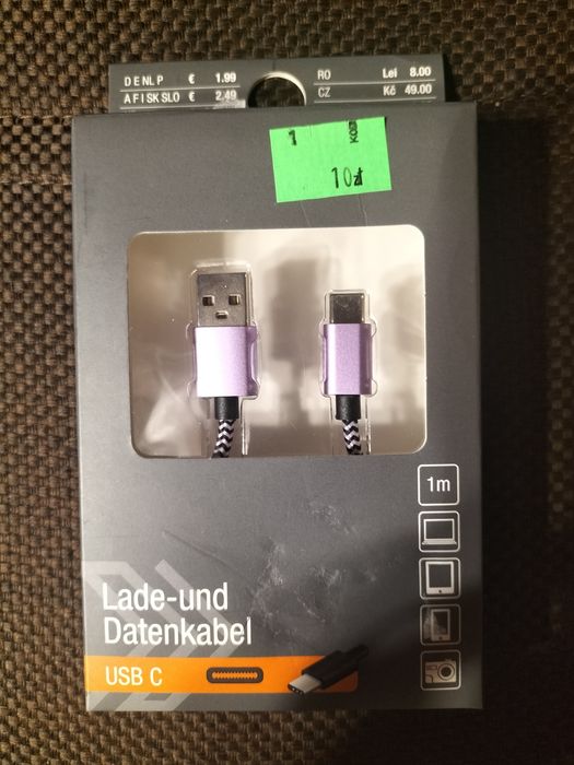 Kabel do ładowania i przesyłu danych USB-A USB-C(fioletowy)