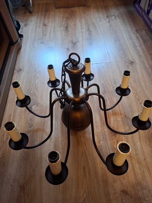 Lampa mosiężna 8 ramienna