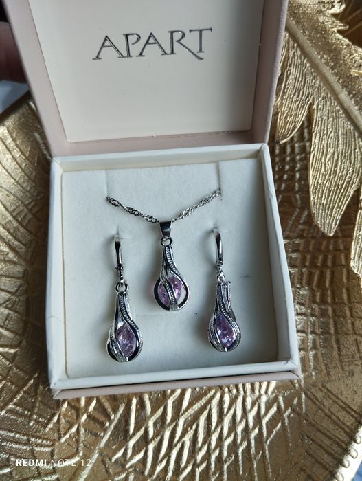Komplet Apart srebro 925 biżuterii łańcuszek kolczyki zestaw ko