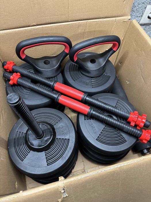 Kit 50kg Halteres Barra kettlebell