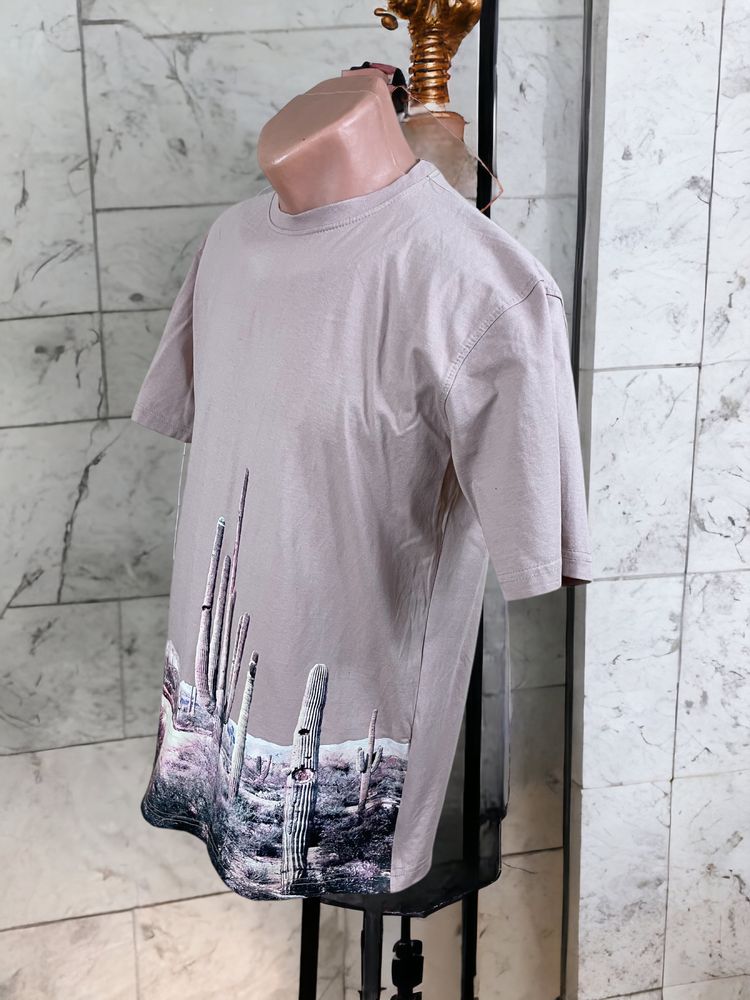 Mennance roz. S męski t-shirt z nadrukiem oversize