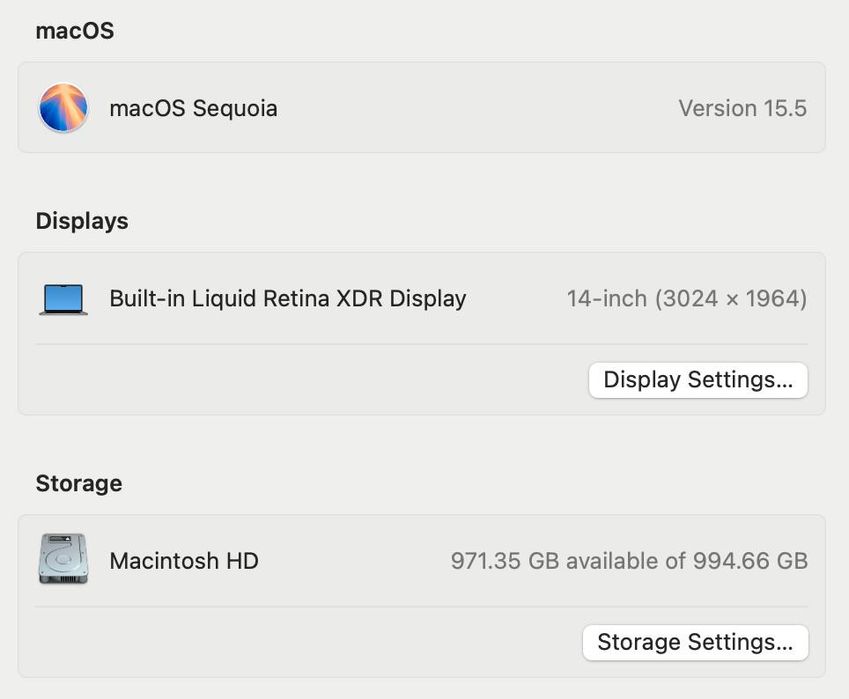 MacBook Pro 14 2021 16-Core GPU M1 Pro 32GB 1TB SSD