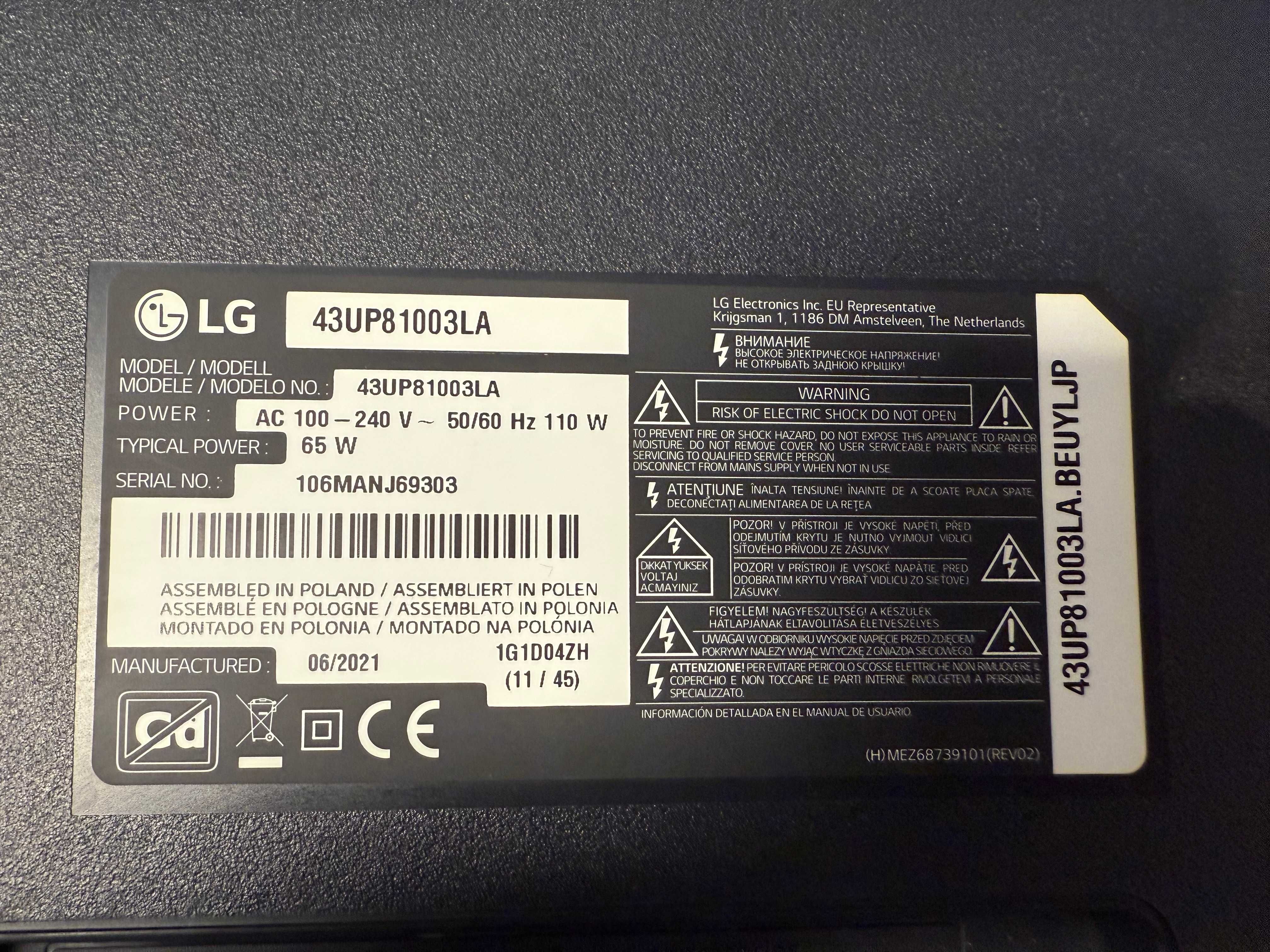 Podświetlenie LED oryginalne do telewizora LG 43UP81003LA