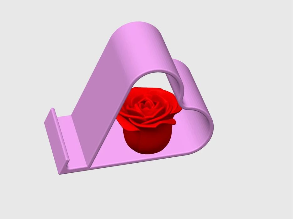Suporte para Telemóvel Coração com Rosa