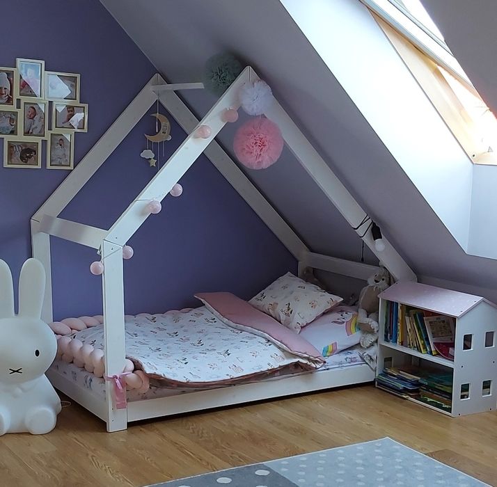 Łóżko domek dla dzieci z materacem 180x90 cm