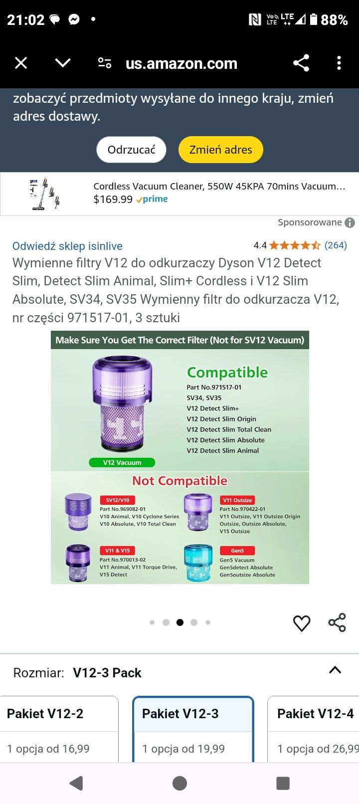 Filtry V12 Dyson