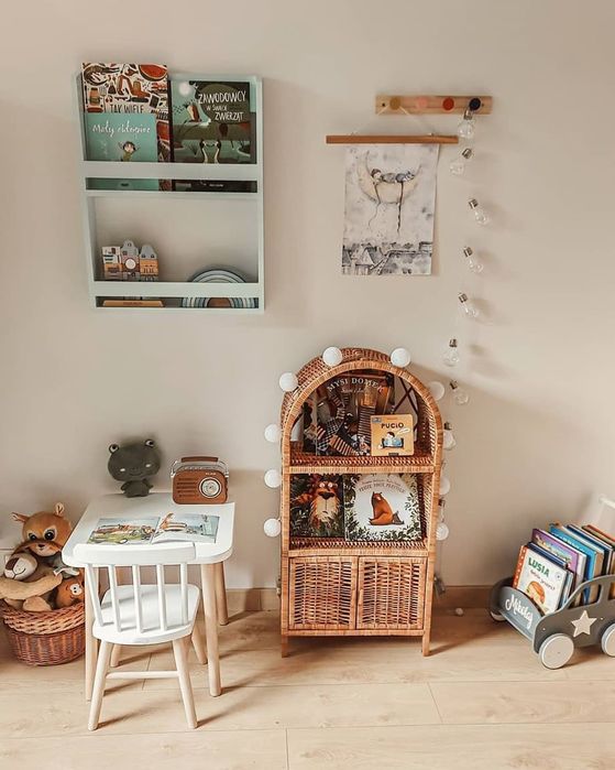 Wiklinowa Etazerka z drzwiczkami łuk handmade regał, szafka, półka