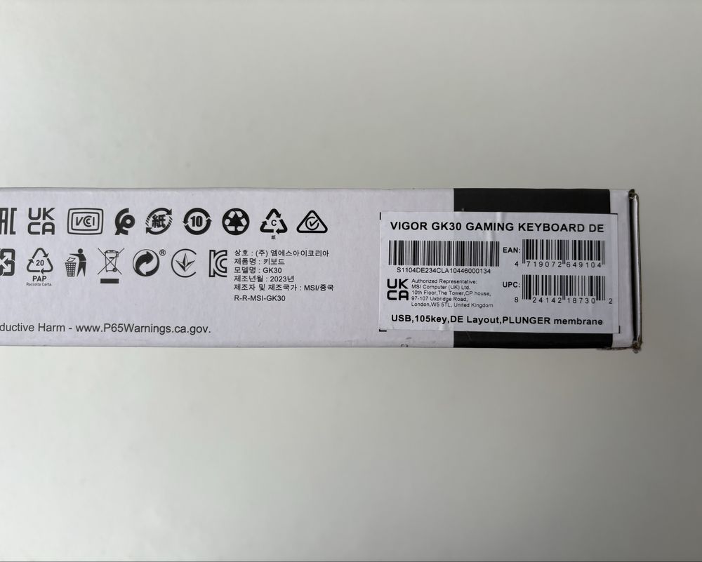 Клавіатура MSI VIGOR GK30 RGB