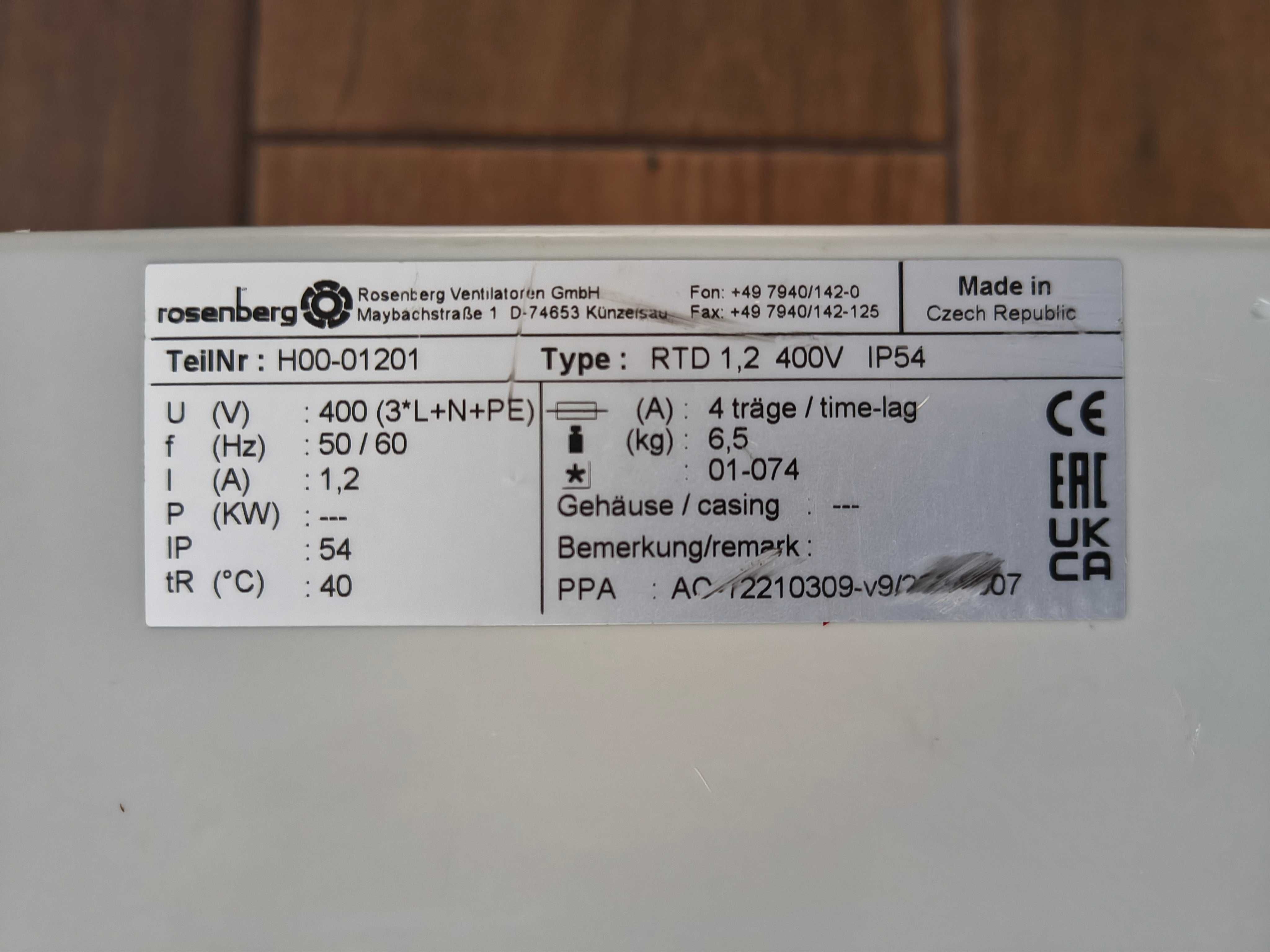 Regulator RTD 1,2 400V IP54