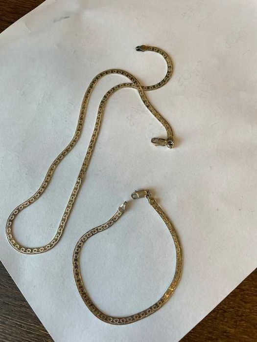 Srebrny zestaw bizuterii żmijka bransoletka i naszyjnik