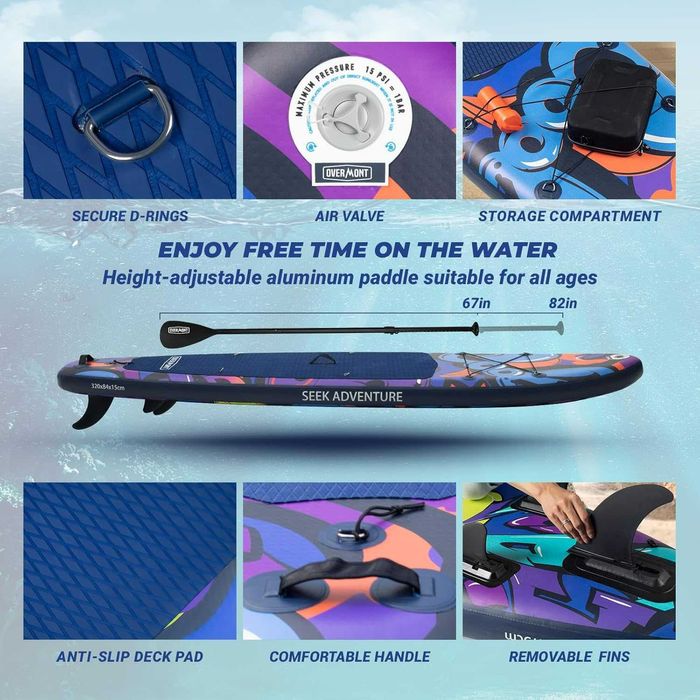 Сап SUP дошка Overmont комплект надувної дошки для веслування стоячи