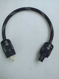 Kabel zasilający audio Melodika 3x2.5 mm 0.5m Wtyki Schuko pozłacane.