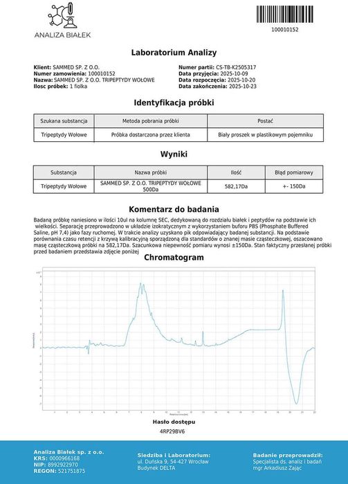 Tripeptydy kolagenu wołowego 500 Da z naturalną witaminą C