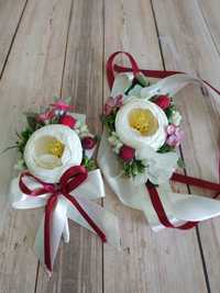Набір для наречених, бутоньєрка +квіти на руку