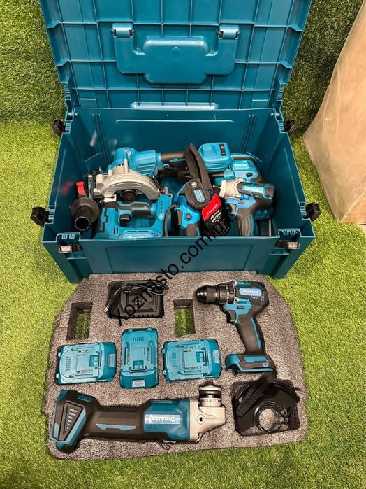 Набір 7в1 Акумуляторний Makita 48V Шурупокрут + Гілкоріз + Болгарка +