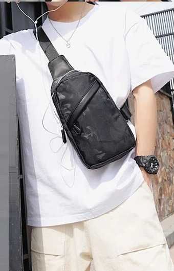 Чоловіча мужская кожаная брендовая сумка бананка на груди армійська