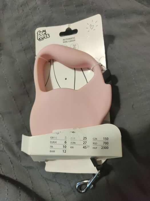 Smycz taśmowa automatyczna dla psa kota 5m typu flexi 20kg taśma róż