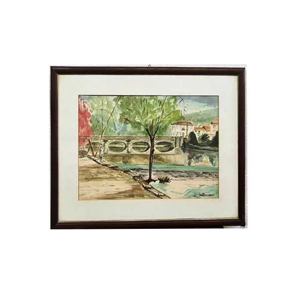 Pintura original a Aguarela de Arcos Valdevez de José Barbosa