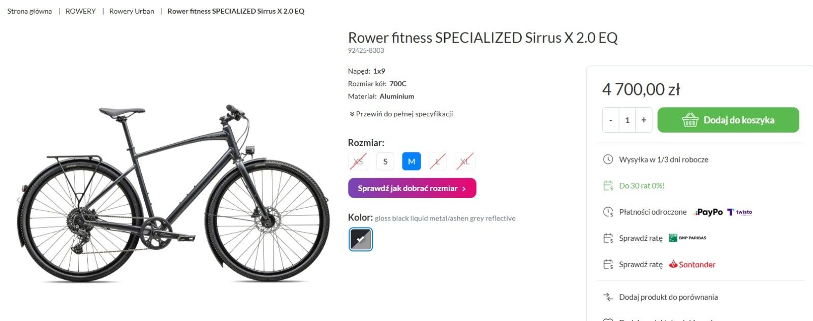Rower Specialized Sirrus 2.0 EQ M