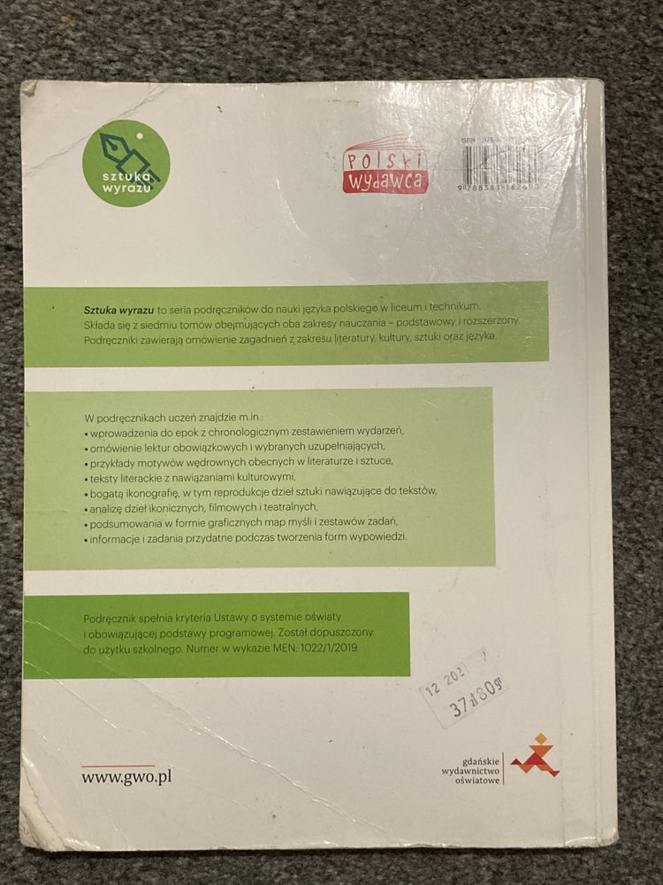 Język polski Sztuka wyrazu zakres podstawowy i rozszerzony klasa 1