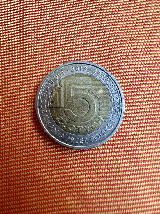 Moneta 5 zł 100-lecie odzyskania przez niepodległości przez Polskę