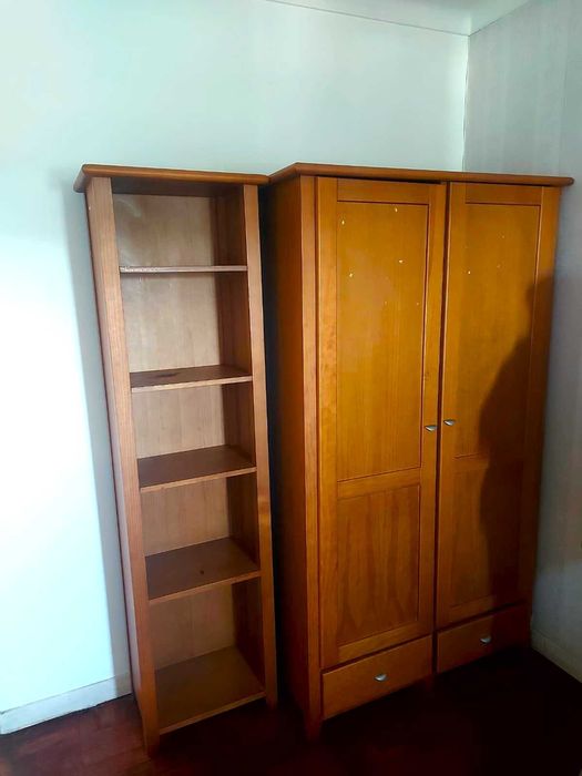 Conjunto de quarto - Cama Individual, Roupeiro, Estante, e Cómoda