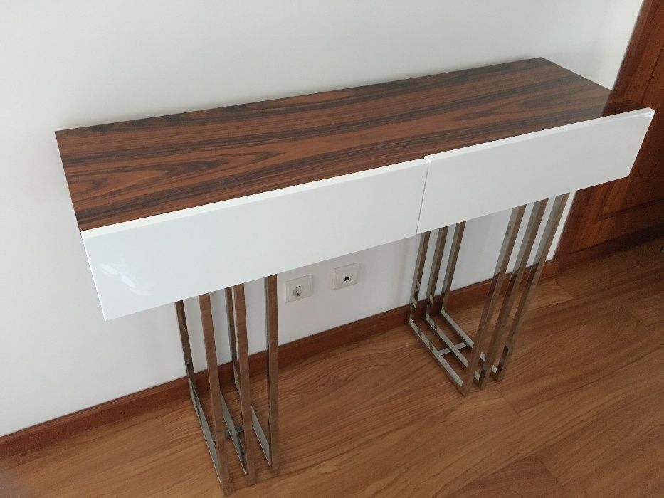 Consola C 1703 (Novo) PROMOÇÃO branco e pau ferro alto brilho