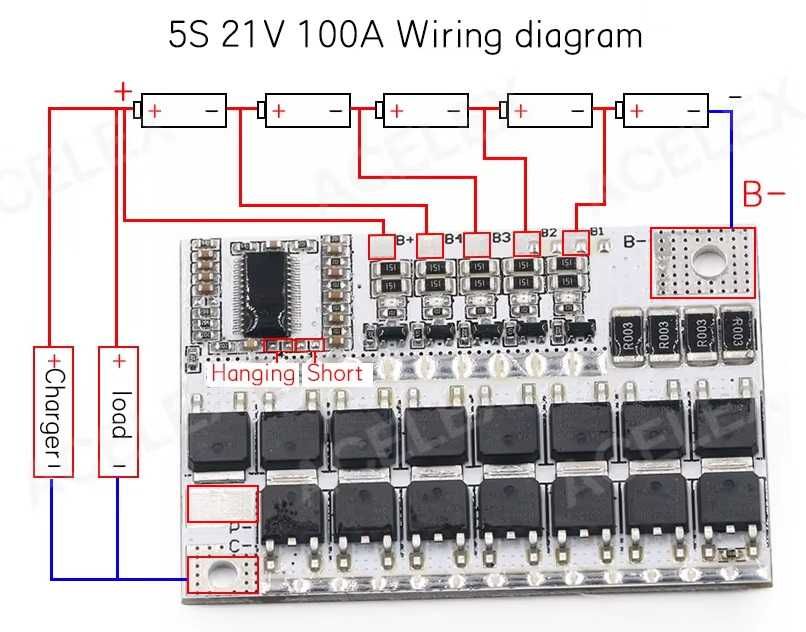 BMS Li-ion, LiFePo4 100A 5S,4S,3S плата захисту акб з балансиром