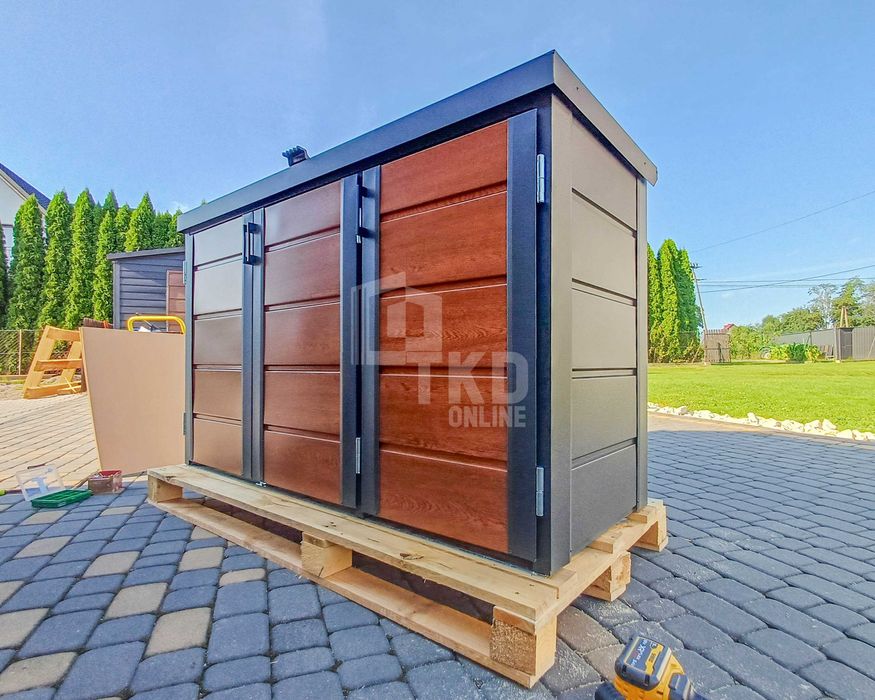 Zabudowa Koszy Na Śmieci Wiata Obudowa 207X80X120 Cm 3X240L Tkd346