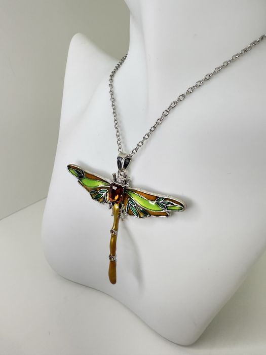 Naszyjnik zielona ważka kolorowa ważka naszyjnik wisiorek