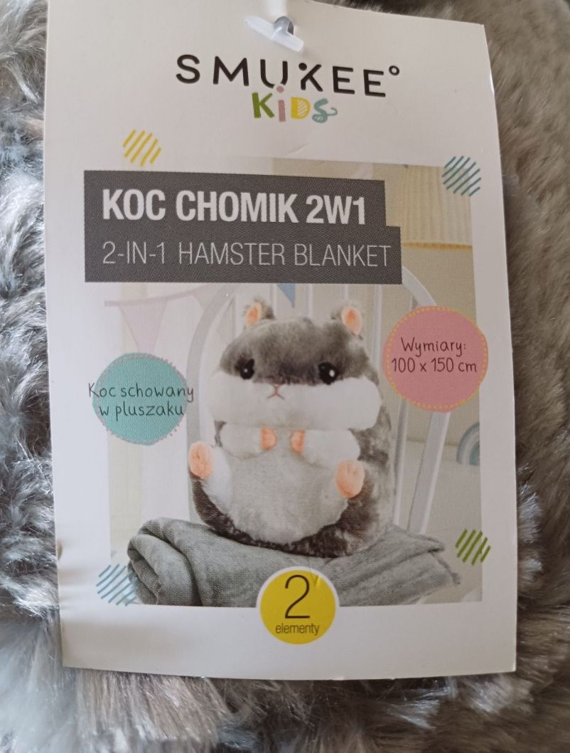 Chomik-  maskotka 3w 1 - kocyk, poduszka NOWY