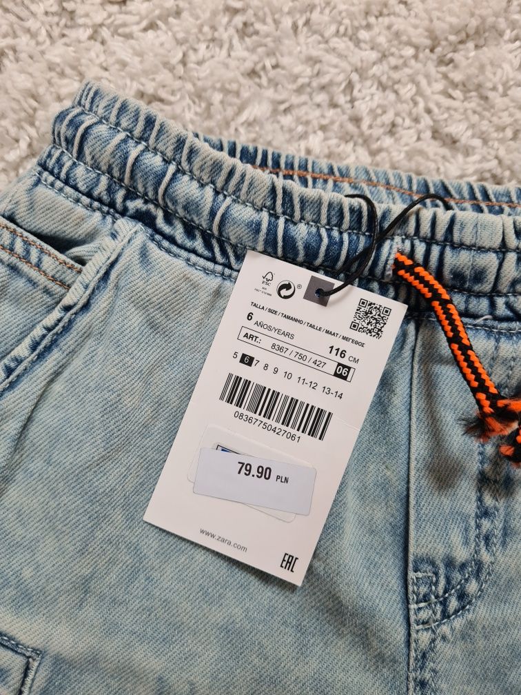 ZARA 116 nowe spodenki szorty dżinsowe kieszenie