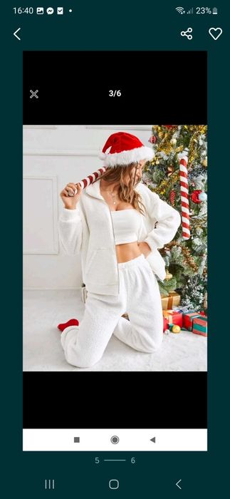 Nowy dres damski komplet biały zestaw bluza spodnie piżama baranek 34