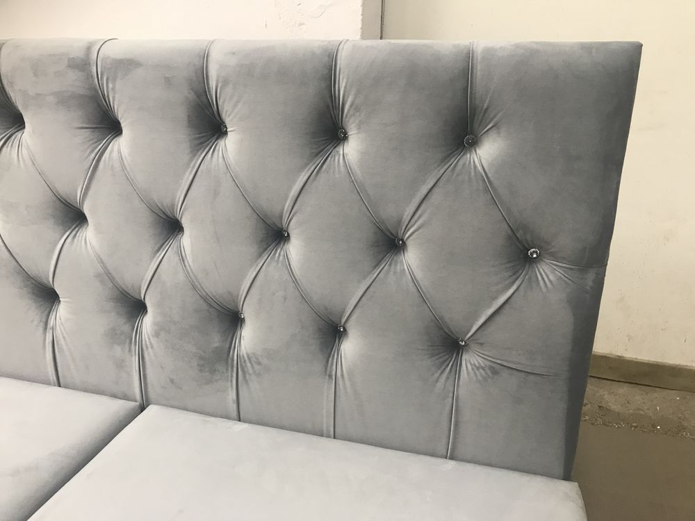 Łóżko KONTYNENTALNE w stylu glamour pikowane kryształkami dużo kolorów