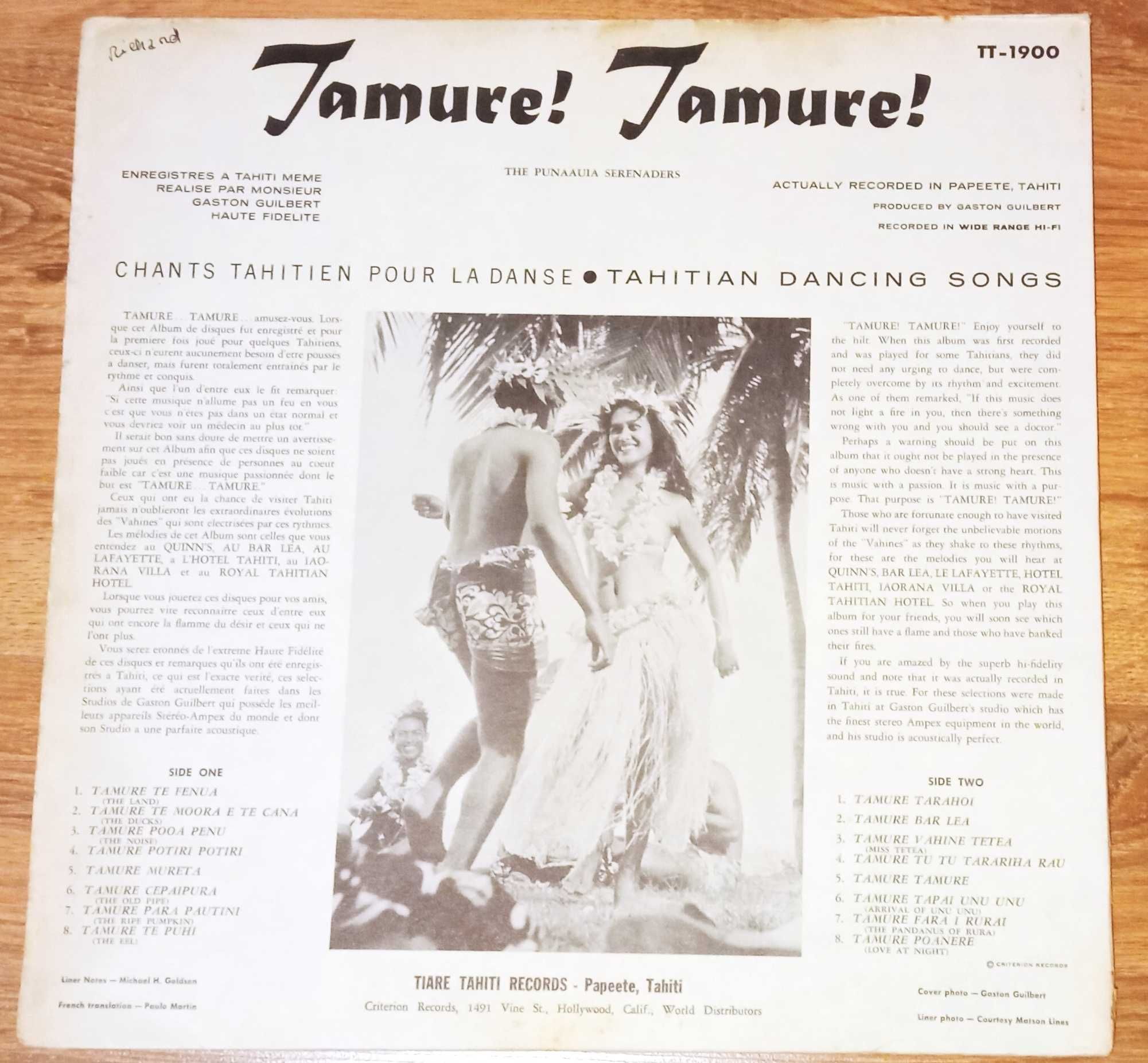 The Punaauia Serenaders - Tamure! Tamure! Tahiti Dance Music WINYL