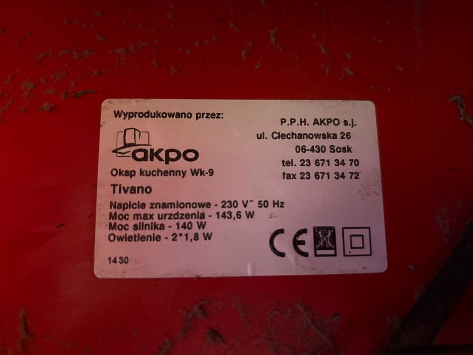 Okap kuchenny Akpo Tivano WK-9