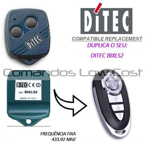 Comando de garagem compatível c/ DITEC GOL4C e BIXLS2